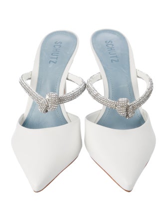 Schutz Leather Crystal Embellishments Mules