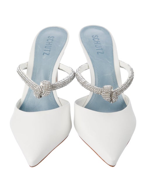 Schutz Leather Crystal Embellishments Mules