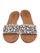 Schutz Leather Crystal Embellishments Slides
