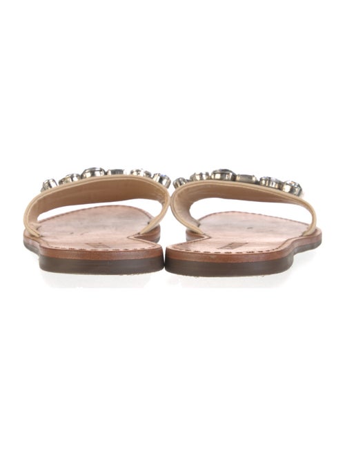 Schutz Leather Crystal Embellishments Slides