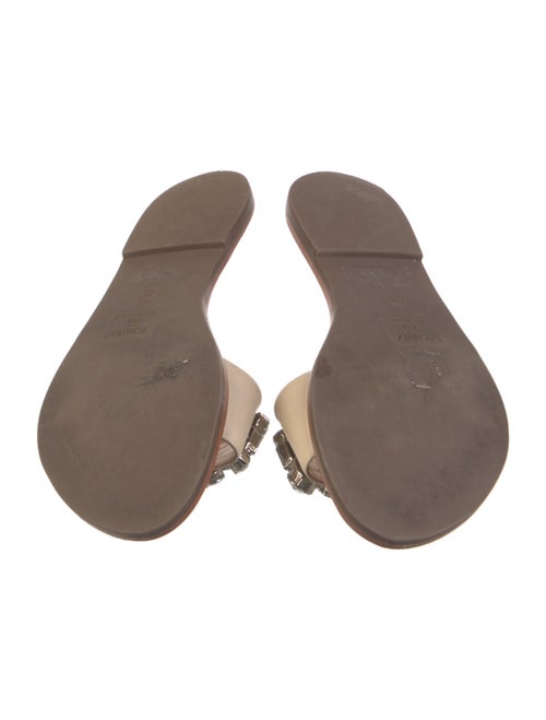 Schutz Leather Crystal Embellishments Slides