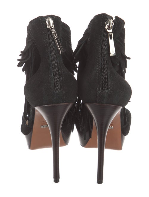 Schutz Suede Fringe Trim Accent Gladiator Sandals