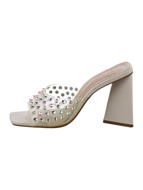 Schutz Leather Crystal Embellishments Slides