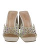 Schutz Leather Crystal Embellishments Slides