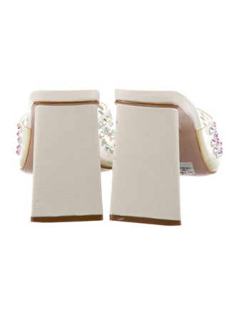 Schutz Leather Crystal Embellishments Slides