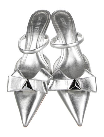 Schutz Leather Bow Accents Mules