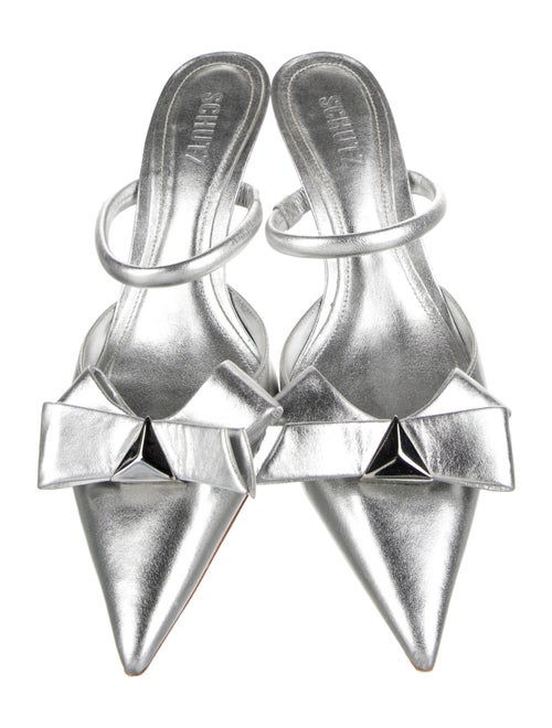 Schutz Leather Bow Accents Mules