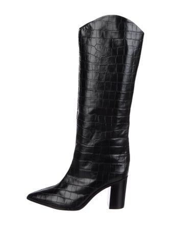Schutz Embossed Leather Riding Boots