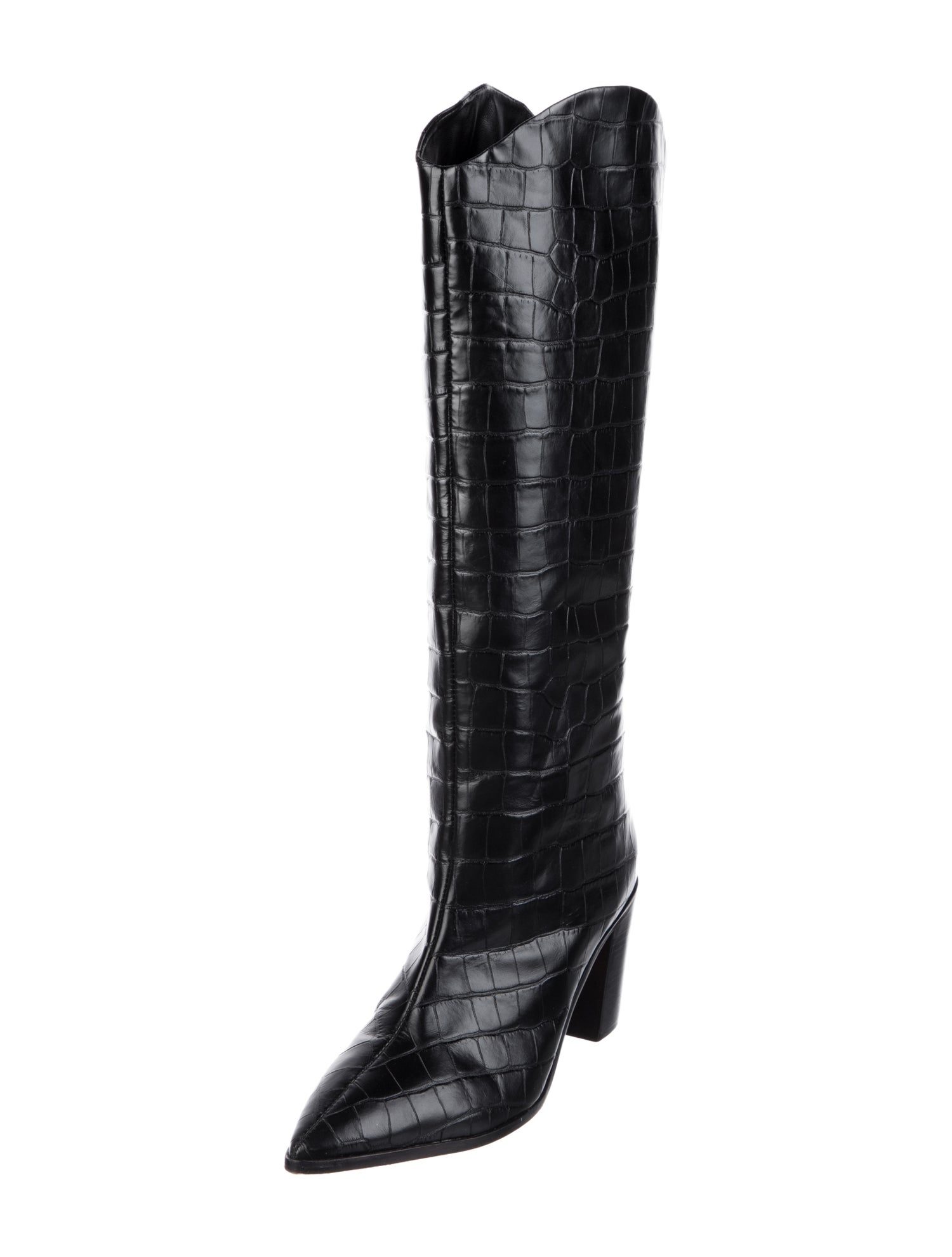 Schutz Embossed Leather Riding Boots
