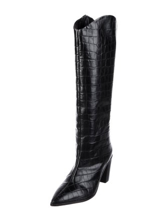 Schutz Embossed Leather Riding Boots