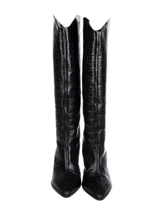 Schutz Embossed Leather Riding Boots