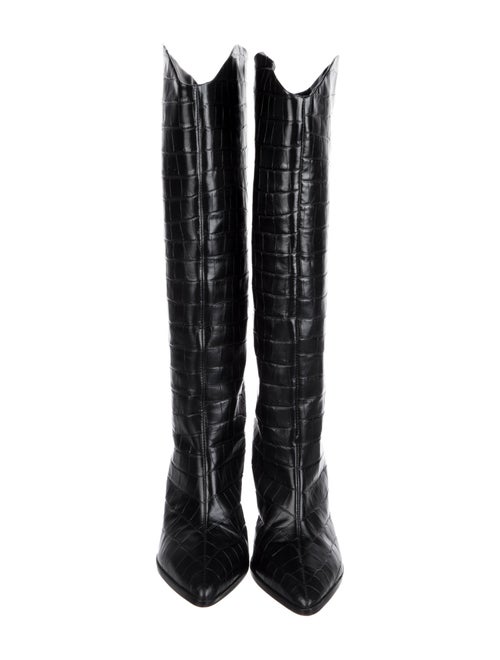 Schutz Embossed Leather Riding Boots