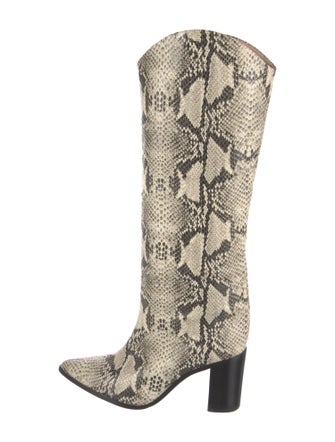 Schutz Leather Animal Print Western Boots