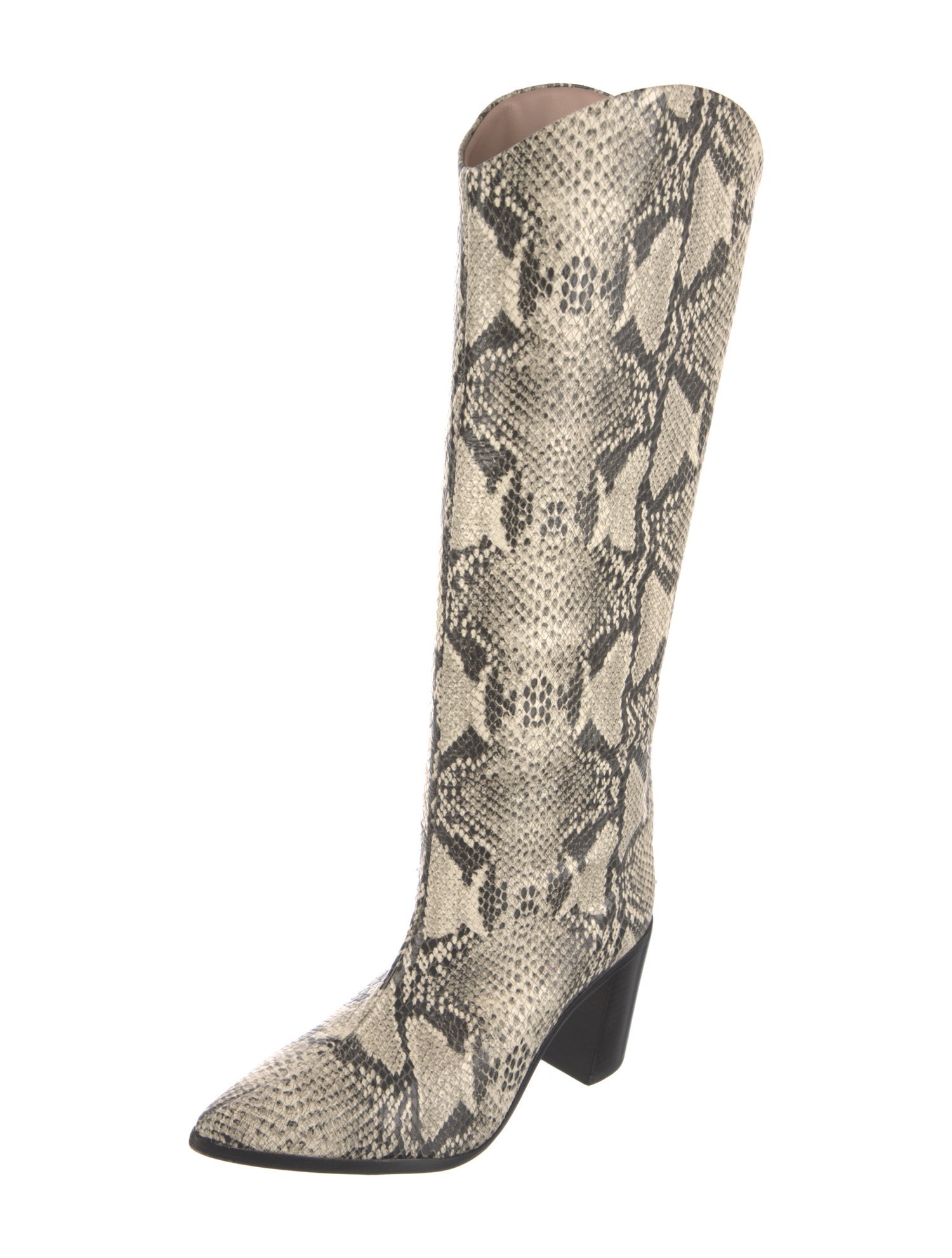 Schutz Leather Animal Print Western Boots