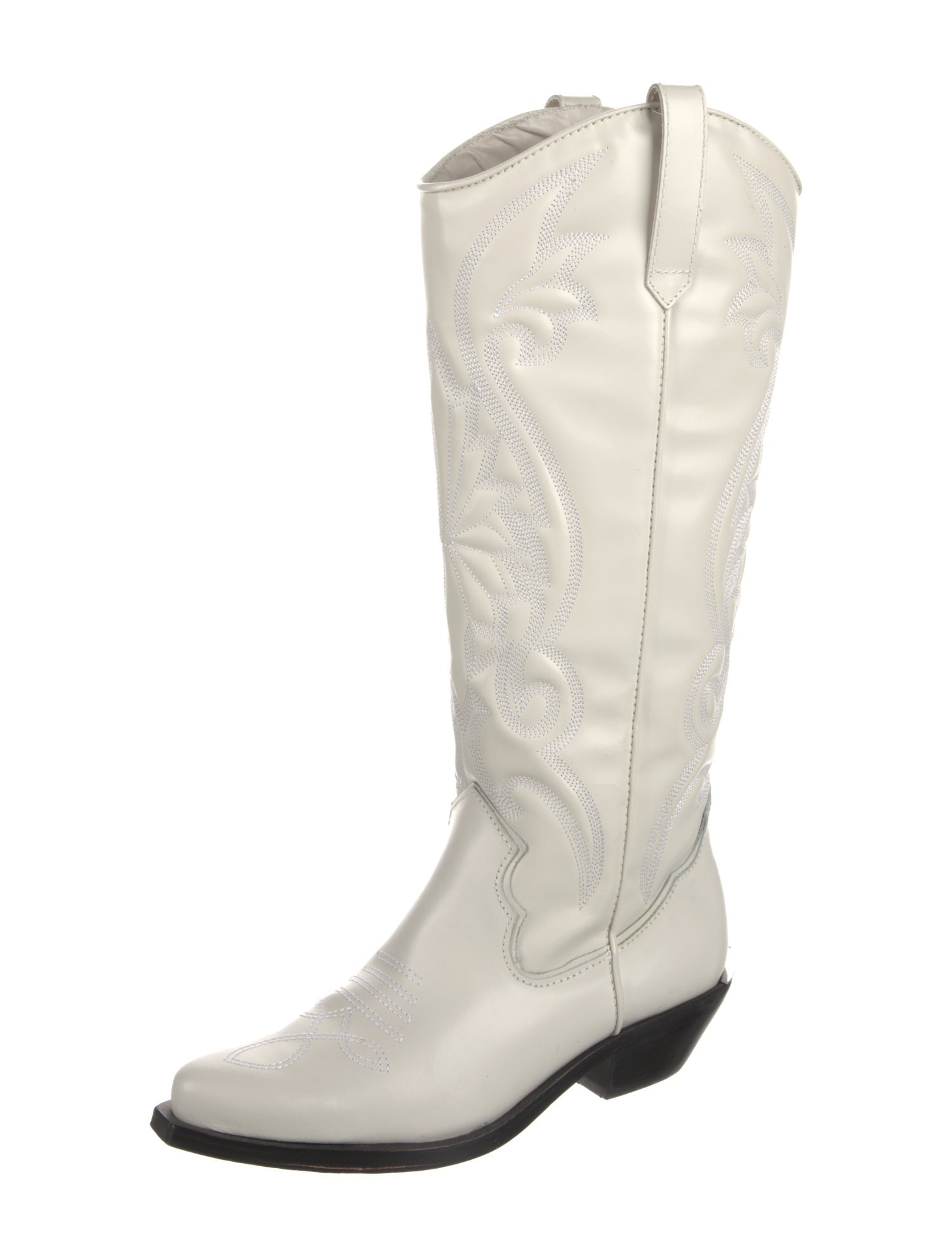 Schutz Leather Colorblock Pattern Riding Boots