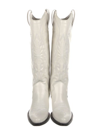 Schutz Leather Colorblock Pattern Riding Boots
