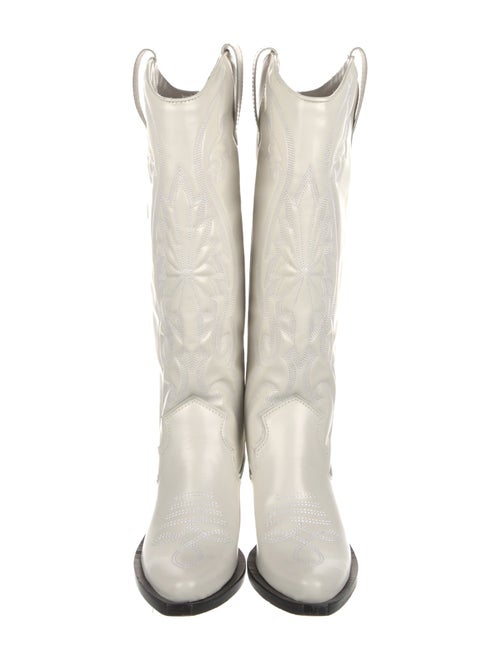 Schutz Leather Colorblock Pattern Riding Boots