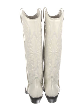 Schutz Leather Colorblock Pattern Riding Boots