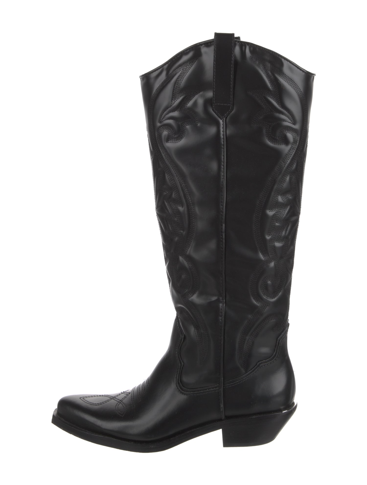 Schutz Leather Embroidered Accent Riding Boots