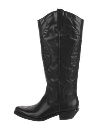 Schutz Leather Embroidered Accent Riding Boots