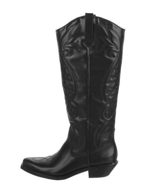 Schutz Leather Embroidered Accent Riding Boots