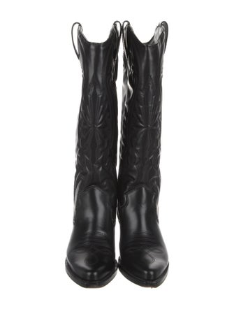 Schutz Leather Embroidered Accent Riding Boots