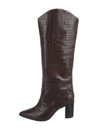 Schutz Embossed Leather Riding Boots
