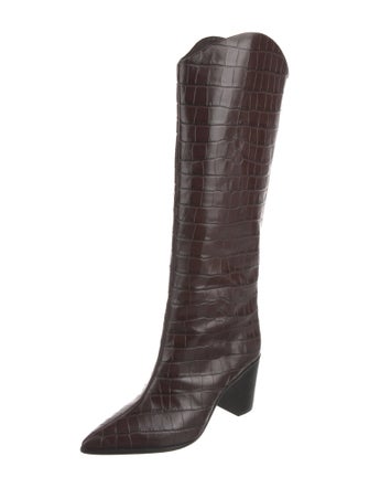 Schutz Embossed Leather Riding Boots