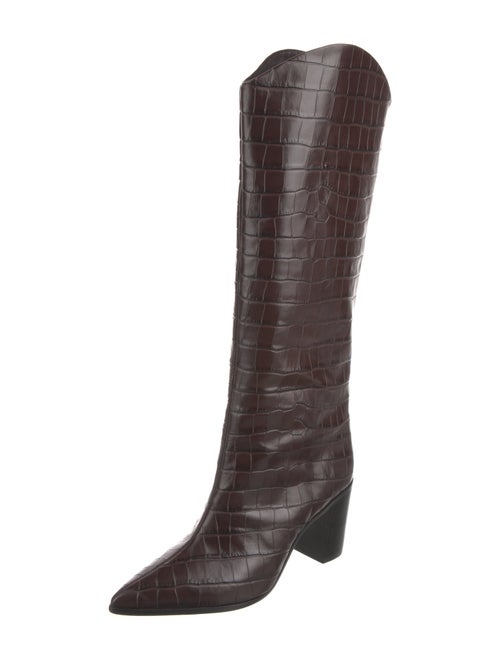 Schutz Embossed Leather Riding Boots