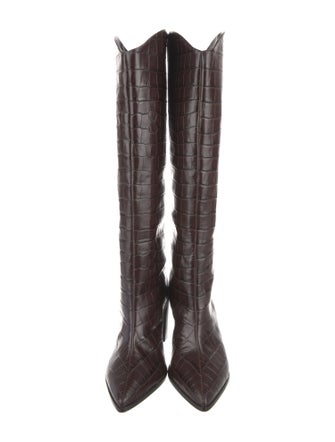 Schutz Embossed Leather Riding Boots