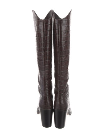 Schutz Embossed Leather Riding Boots