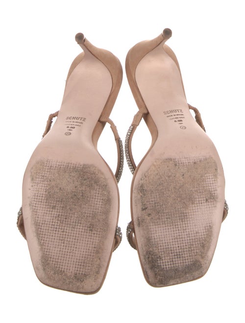 Schutz Suede Crystal Embellishments Slides