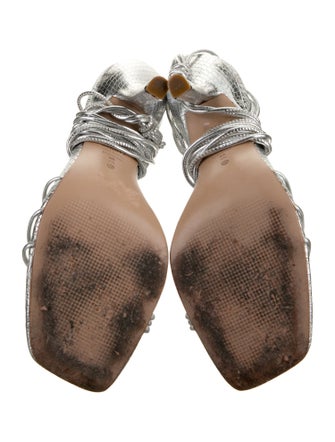 Schutz Leather Crystal Embellishments Sandals