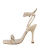 Schutz Leather Chain-Link Accents Sandals