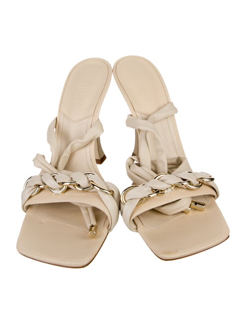 Schutz Leather Chain-Link Accents Sandals