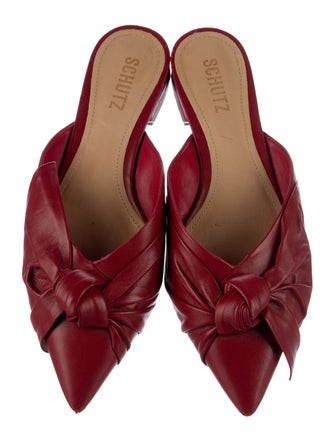 Schutz Leather Bow Accents Mules