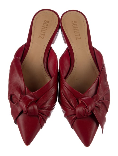 Schutz Leather Bow Accents Mules