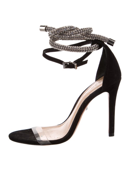 Schutz Suede Crystal Embellishments Sandals