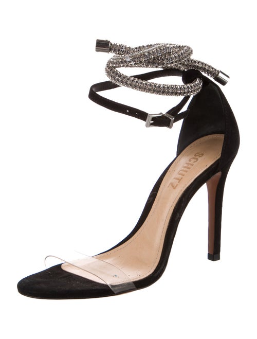 Schutz Suede Crystal Embellishments Sandals