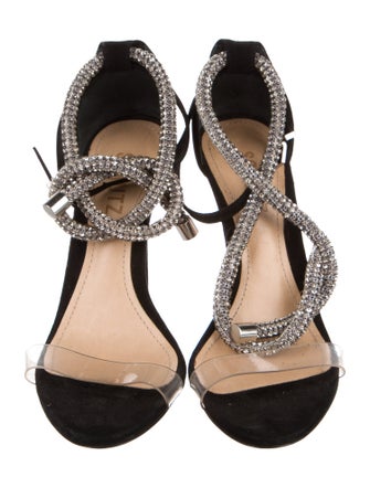 Schutz Suede Crystal Embellishments Sandals
