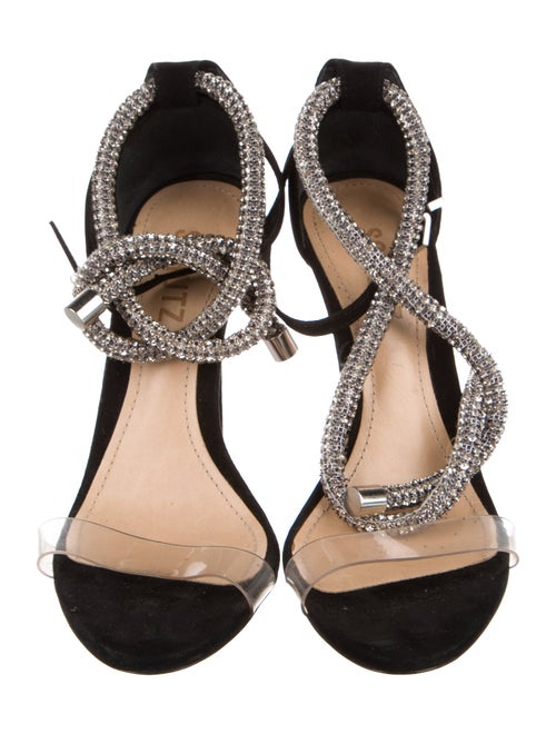 Schutz Suede Crystal Embellishments Sandals