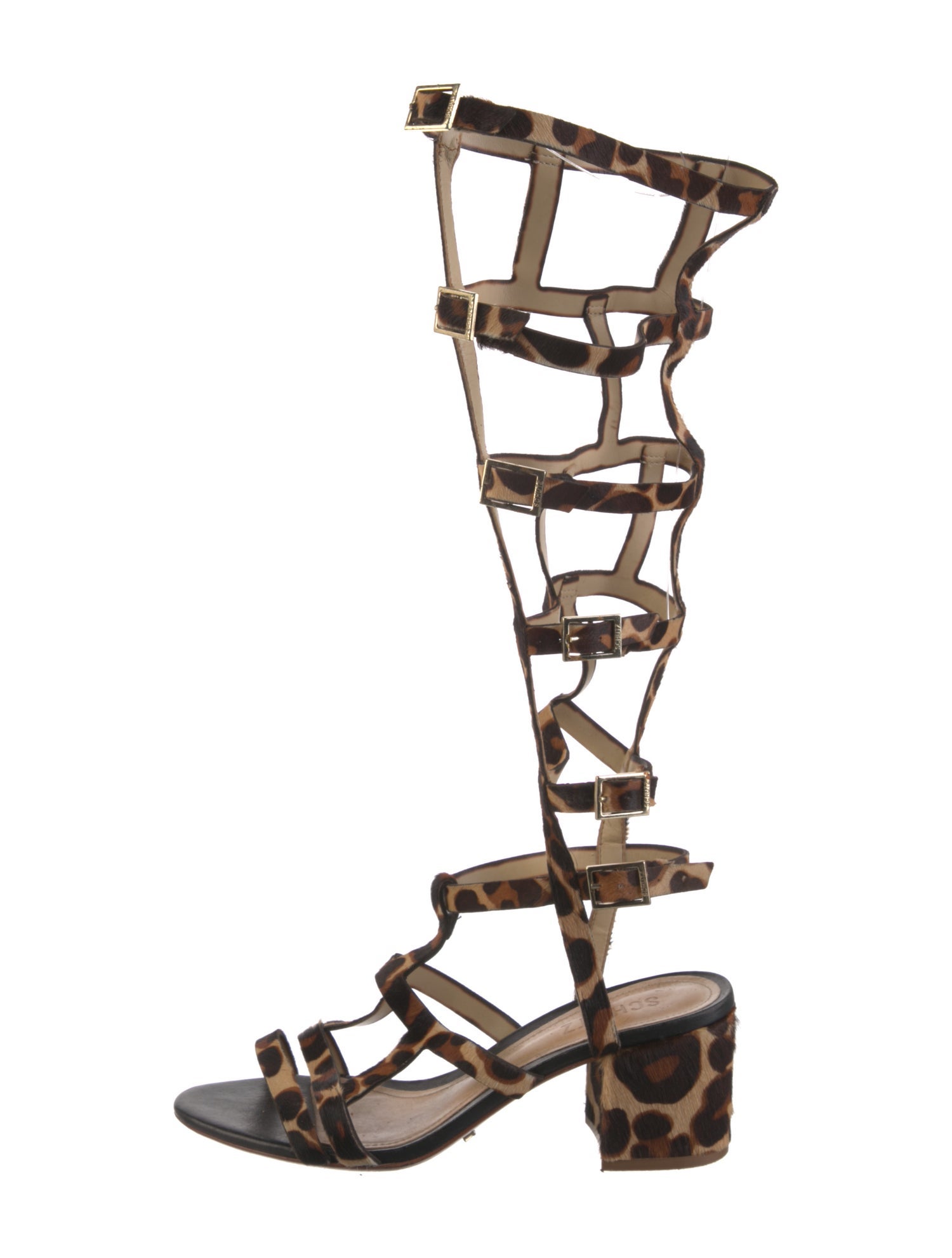 Schutz Ponyhair Animal Print Gladiator Sandals