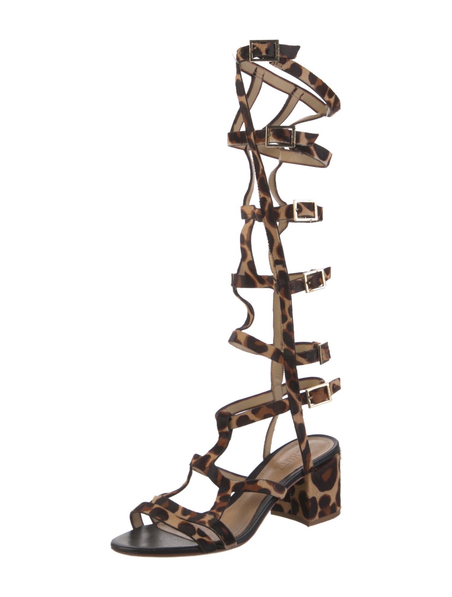 Schutz Ponyhair Animal Print Gladiator Sandals