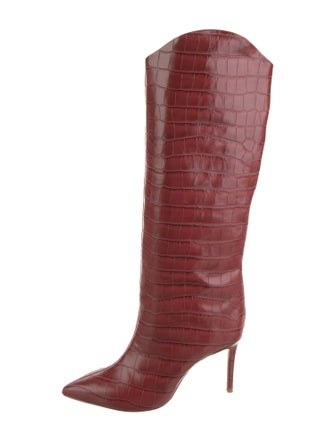Schutz Embossed Leather Animal Print Boots