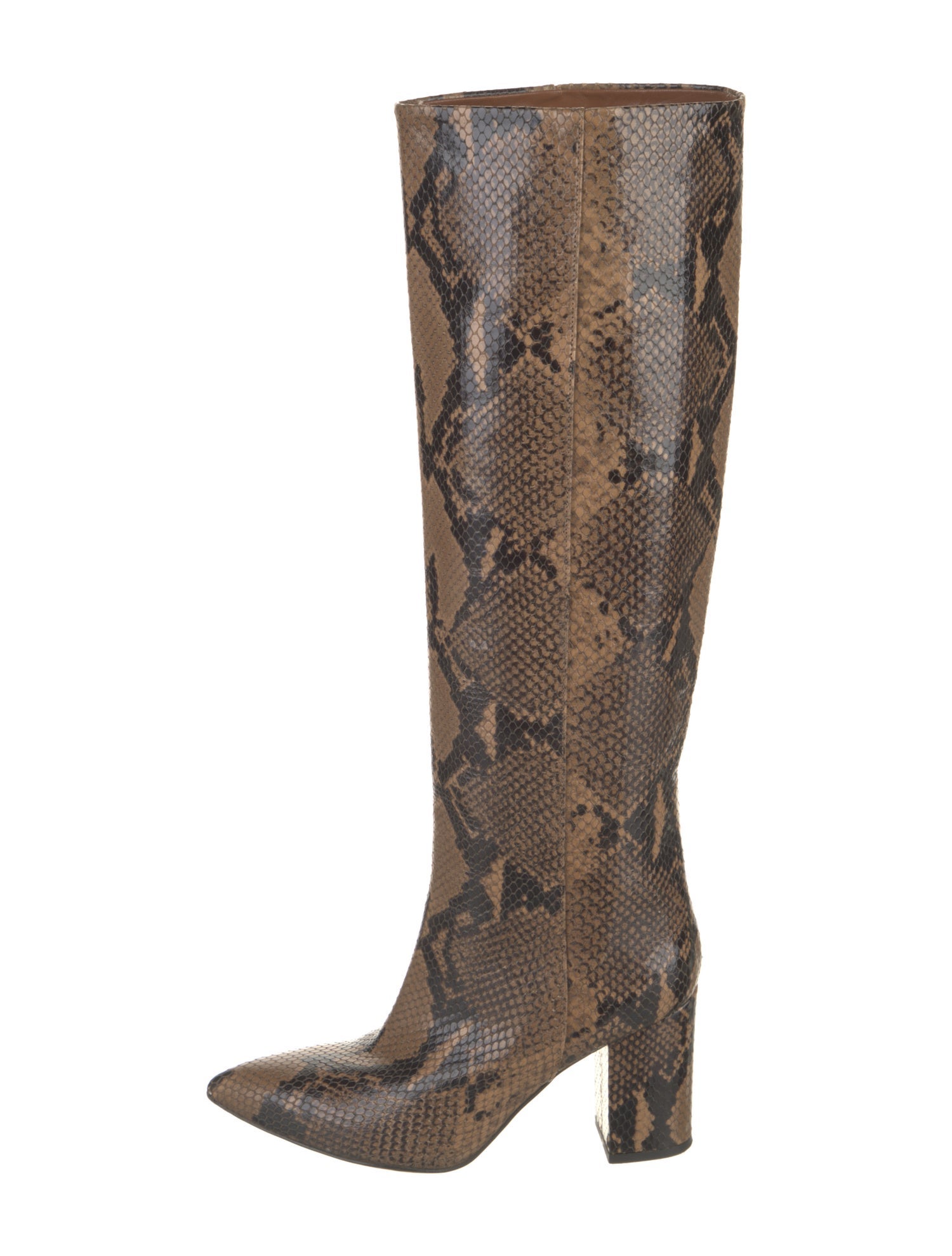 Schutz Snakeskin Animal Print Boots