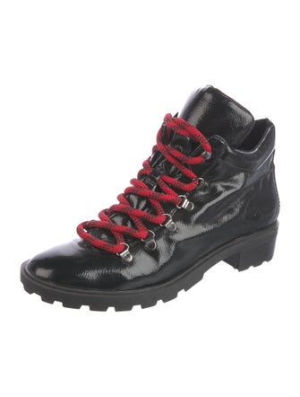 Schutz Patent Leather Combat Boots