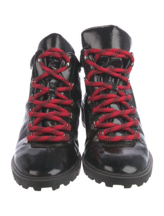 Schutz Patent Leather Combat Boots