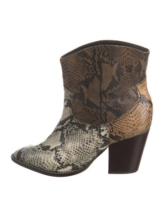 Schutz Leather Animal Print Western Boots