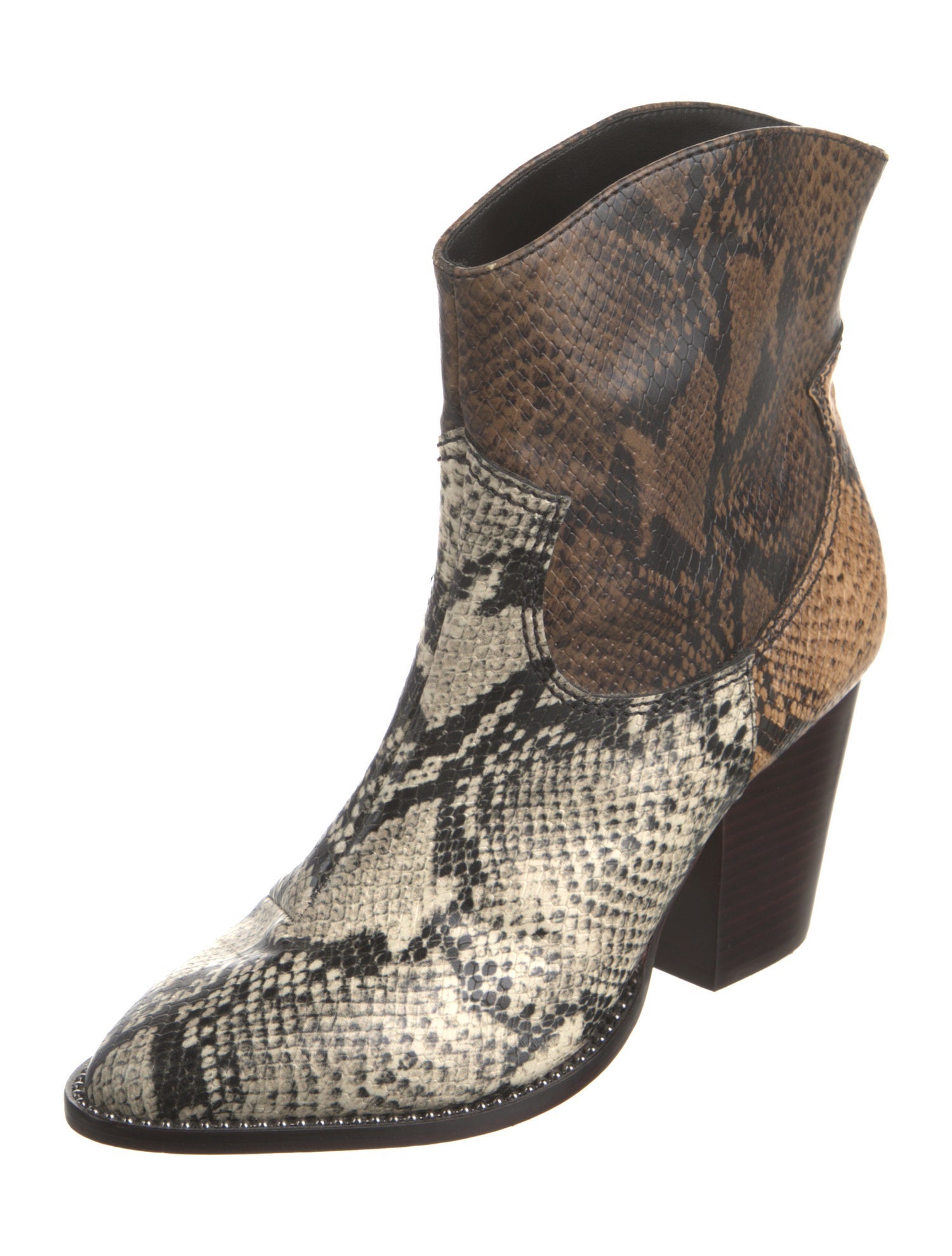 Schutz Leather Animal Print Western Boots