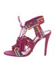 Schutz Suede Printed T-Strap Sandals